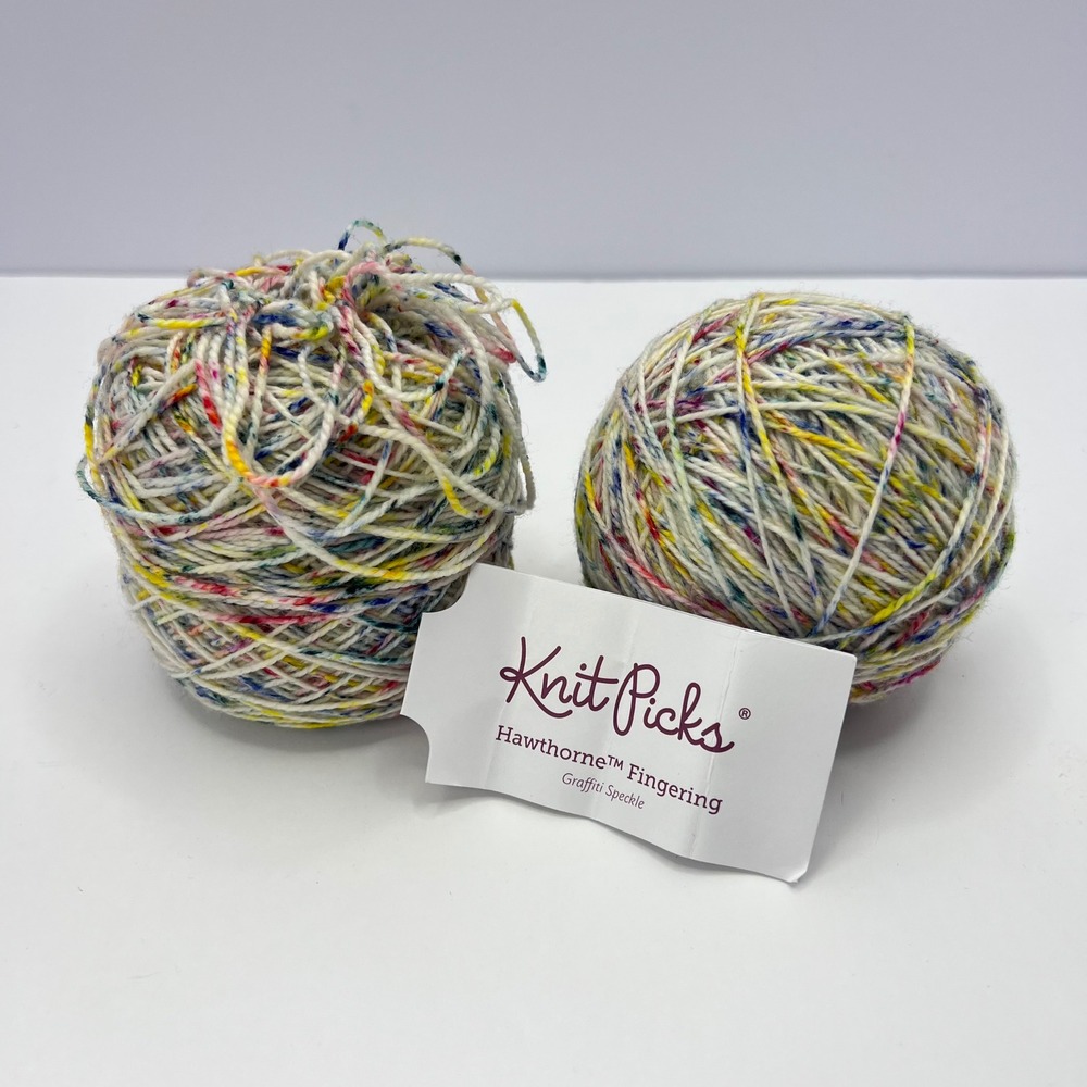 Knit‎ Picks Multicolor Hawthorne Fingering Yarn 2 Balls Graffiti Speckle Wool